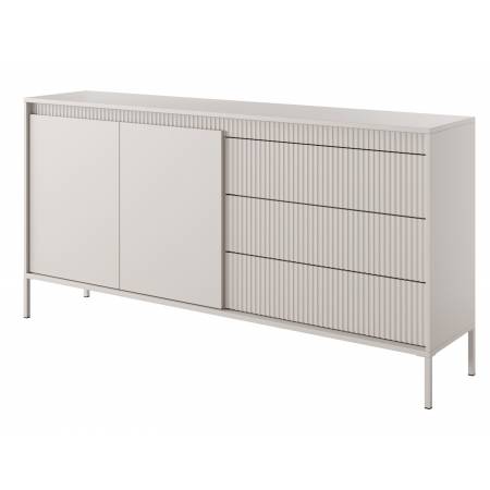 Duża Komoda ryflowana 187 cm z szufladami SONEO beżowa